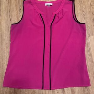 Calvin Klein Pink Sleeveless Tank Top with Black Trim